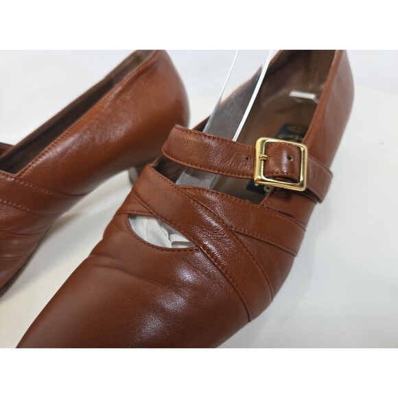 Fragiacomo Shoes Wmn 38 Cognac Leather Mary Jane Academia Librarian Granny - Picture 5 of 12
